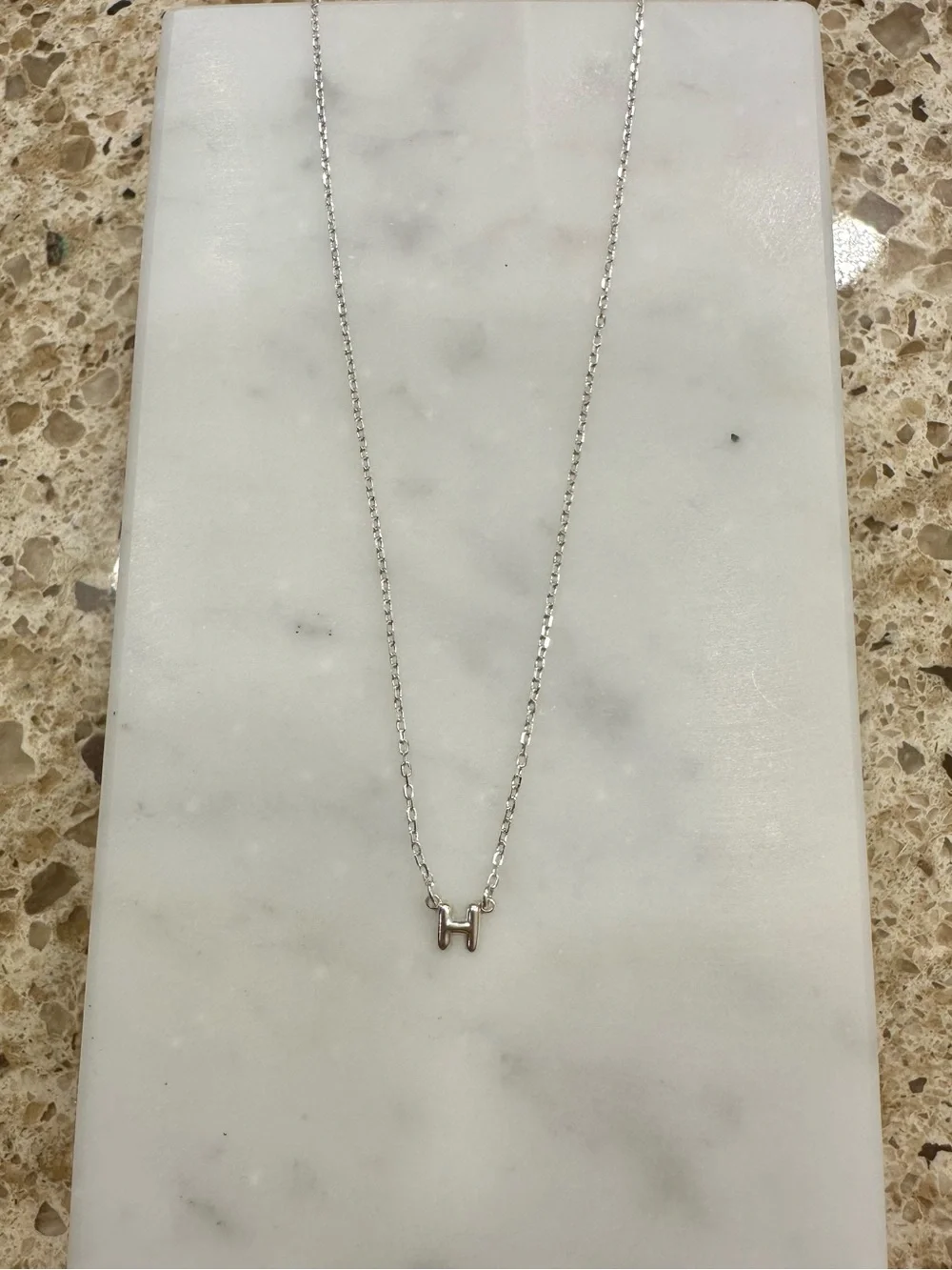 Dainty bubble letter H necklace